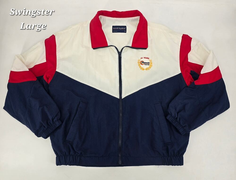 Vintage Swingster USA Windbreaker Jacket L Colorblock 90s Farm Agwear Americana